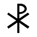The labarum, often called the Chi-Rho, is a Christian symbol representing Christ.